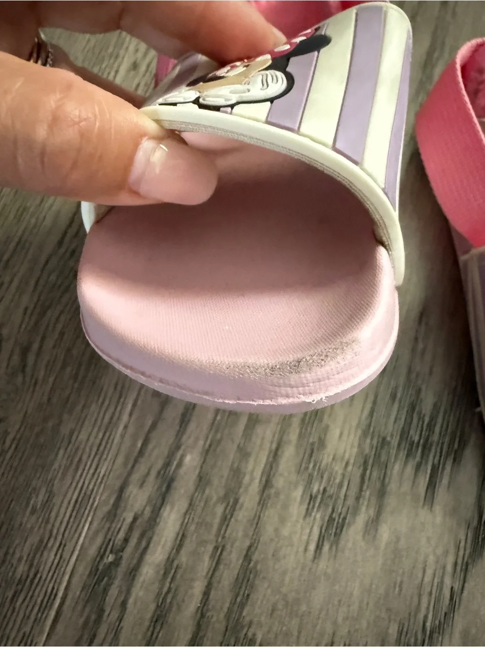 Zara Pink Minnie Mouse Striped Slide Sandals